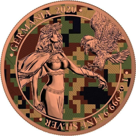 1 Oz Silver Coin 2020 5 Mark Germania Camouflage Edition - East